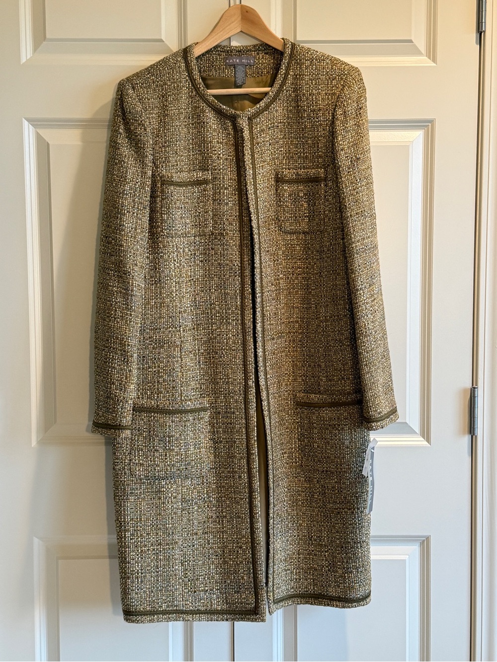 Vintage Kate Hill Wool Coat Longline Textured Tweed Bouclé NWT
